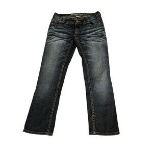 Hang Ten Womens Bootcut Jeans Size 1 Medium Wash Stud Detail Classic Denim Pants